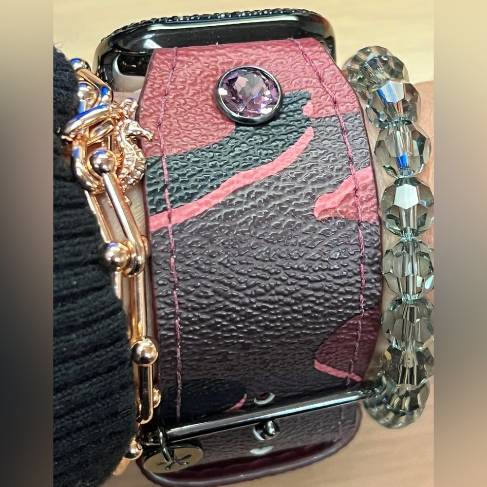 Coach Burgundy Camo Spark*l band for Apple Watch - Picture 1 of 5